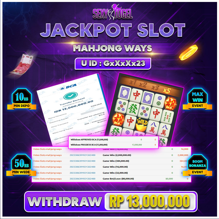 SEXYTOGEL JACKPOT SLOT MAHJONG WAYS Rp.13.000.000.,-LUNAS